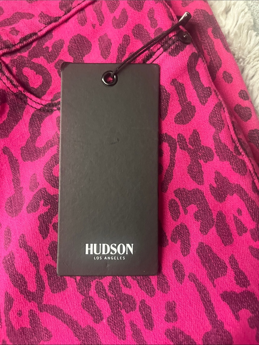 Hudson Jeans Bright Pink and Dark Fuchsia Leopard Print Denim - Picture 2 of 12
